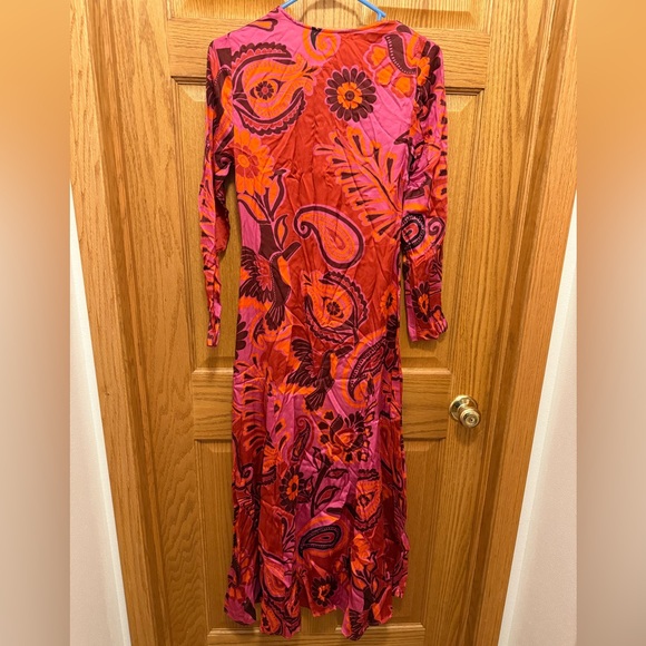 NWT Farm Rio Pink Bold Floral Long Sleeve Maxi Dress XS - Picture 4 of 5